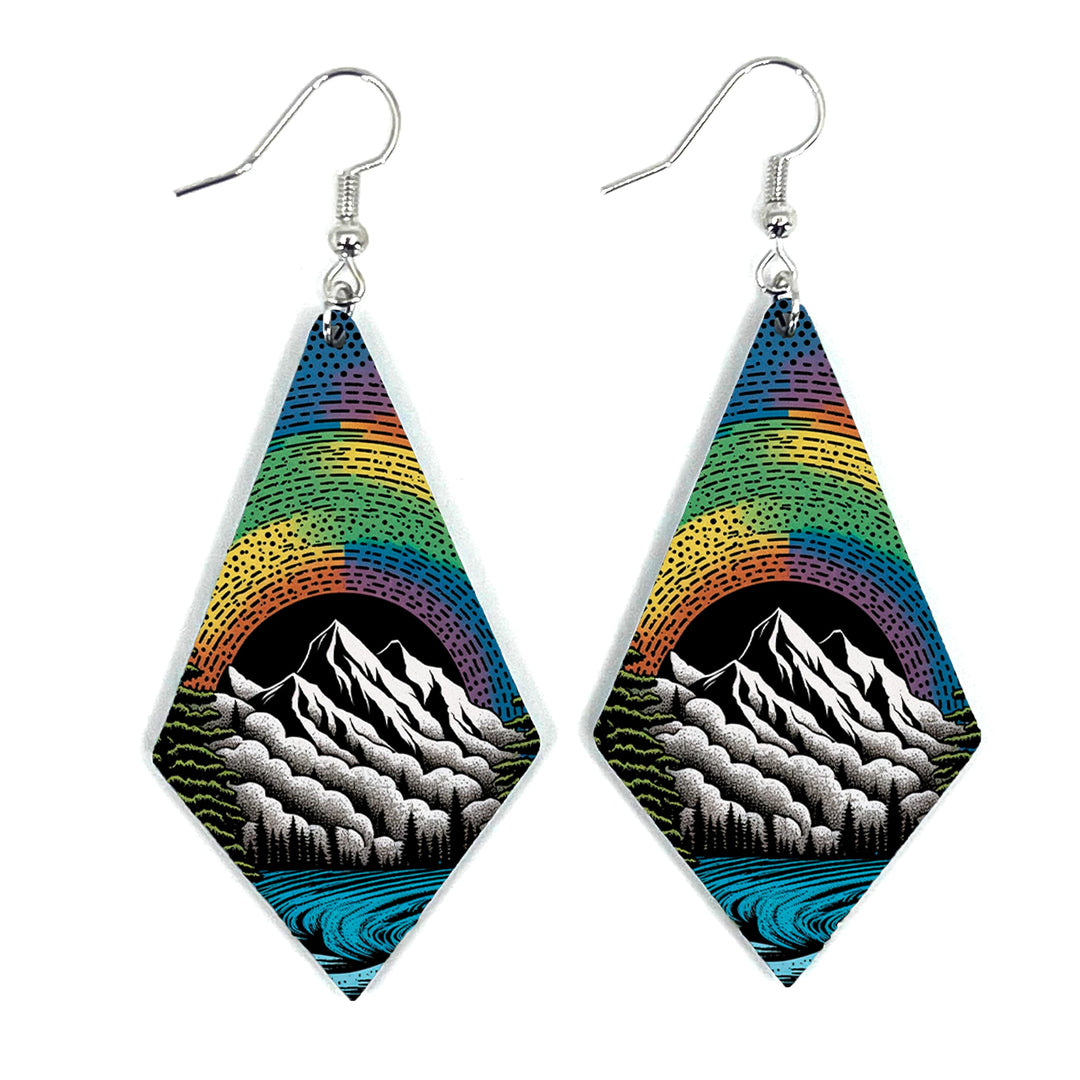 Glacier Mountain Rainbow Diamond Earring