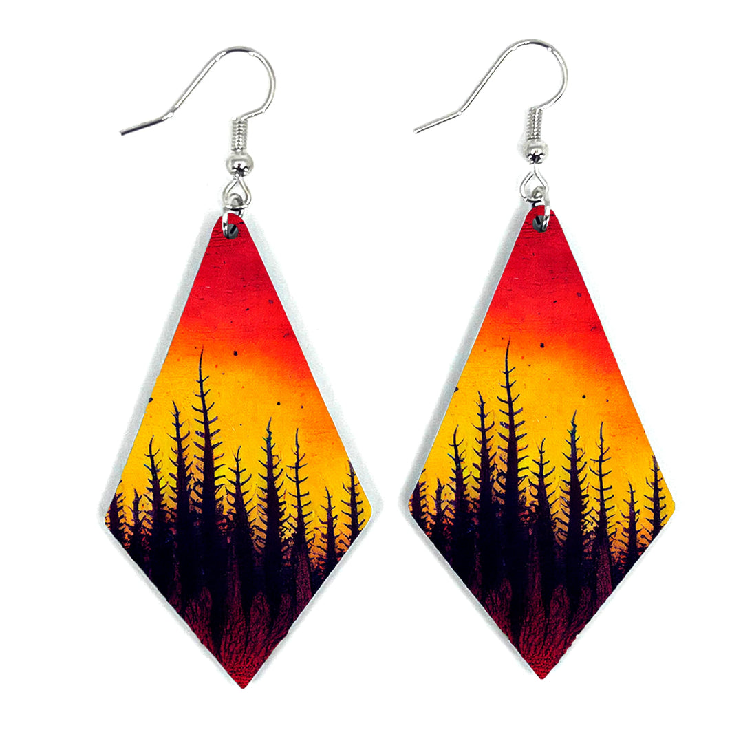 Sunset Treescape Diamond Earring