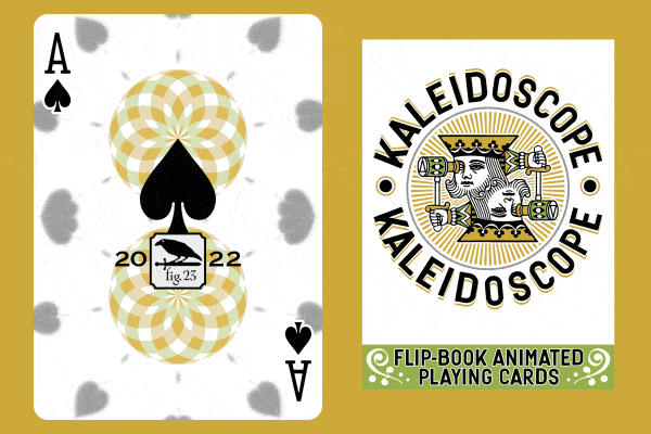 Kaleidoscope Animated Playing Card Deck made in Montana, USA by Fig. 23 - a deck of cards that is also an animated flip book creating a kaleidoscopic effect