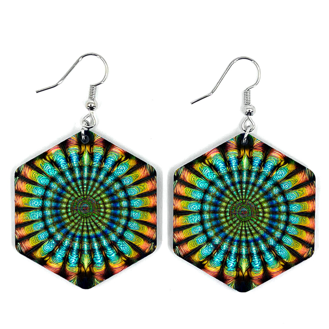 Circle Tie Dye Hexagon Earring