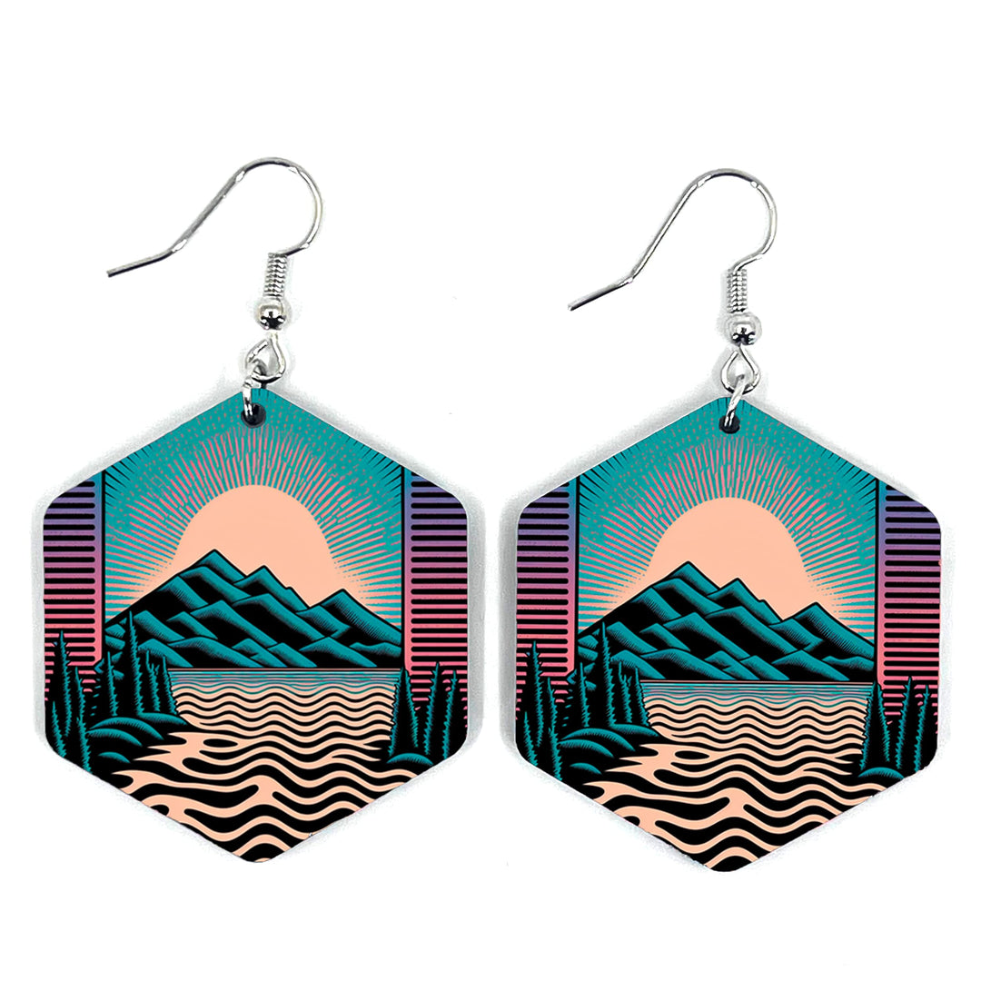 Muted Lake Hexagon Earring