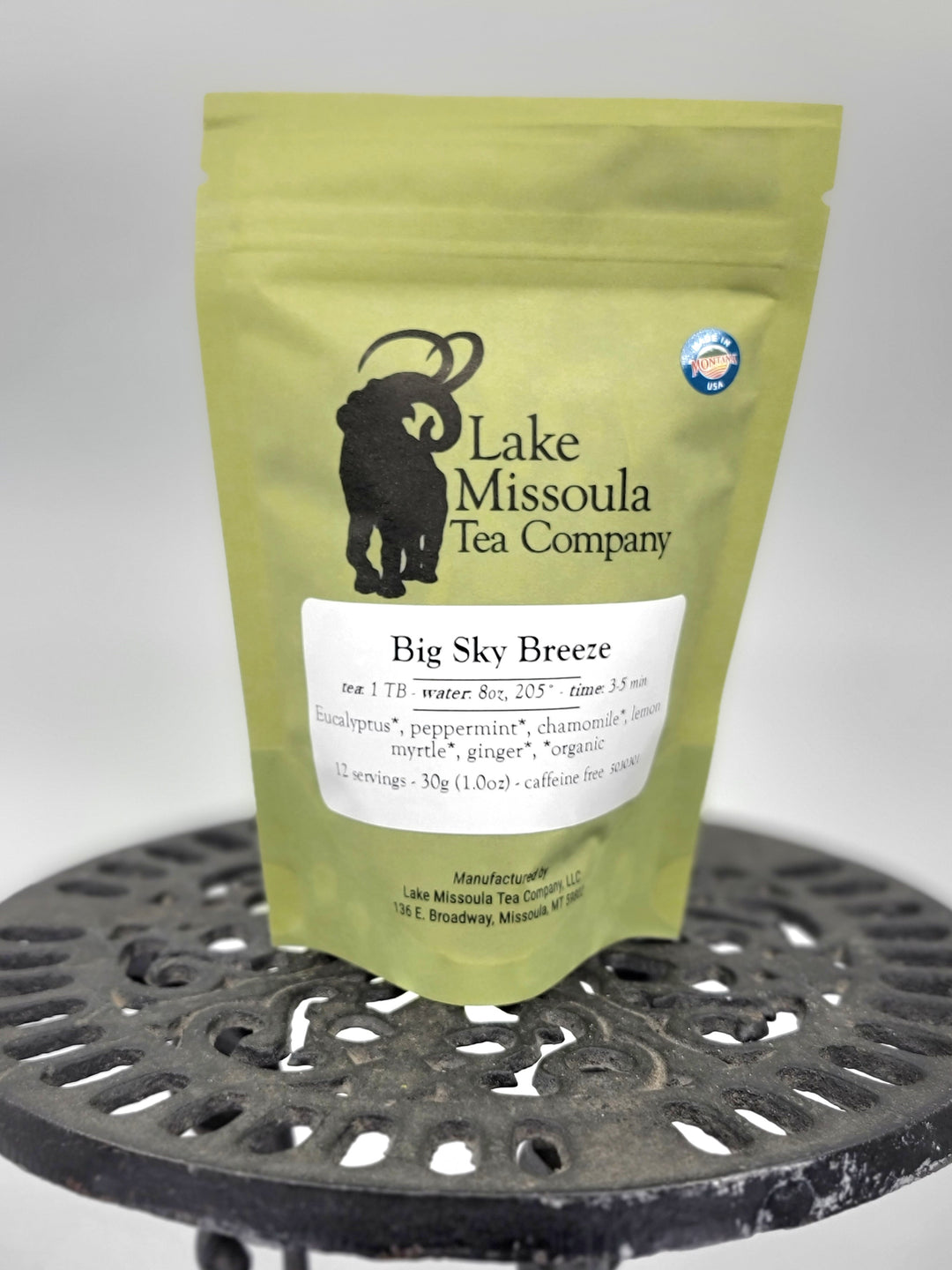 Big Sky Breeze tea from Lake Missoula Tea Company, a perfect gift of caffeine free Montana tea