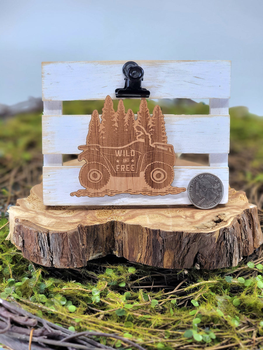 Etched wood Wild Off Road sticker--wooden sticker handmade by Last Best Supply Co. in Montana, USA.