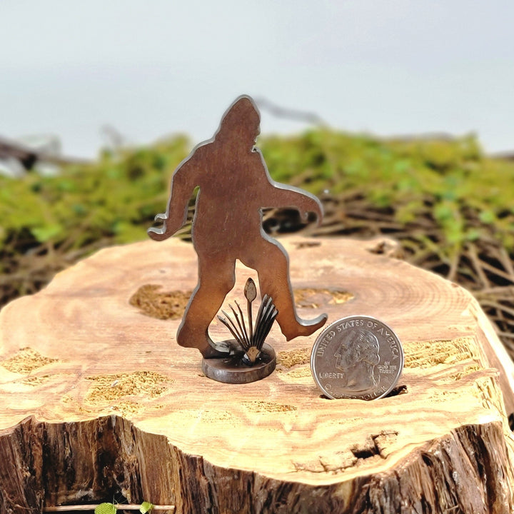 A little Sasquatch metal sculpture.