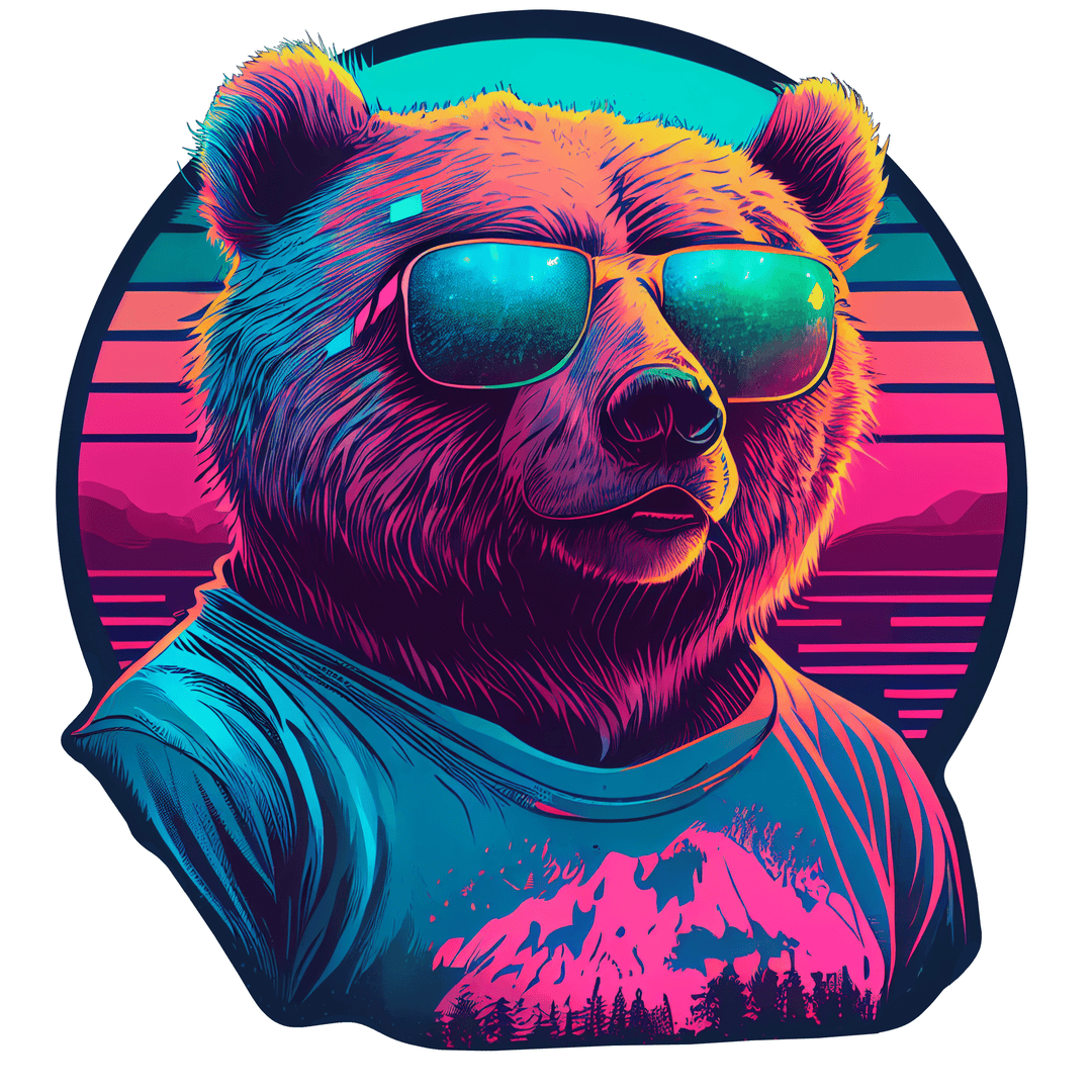 Bear Wearing Sunglasses Vaporwave Sticker