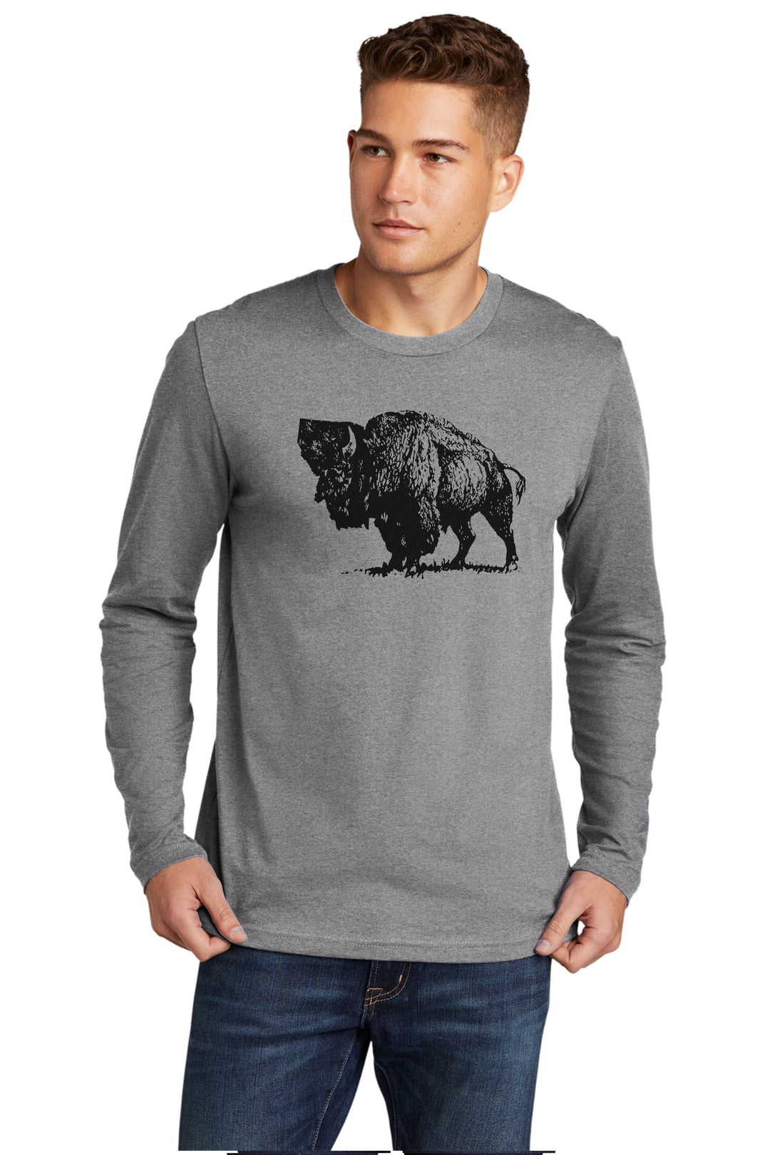 Heather Grey Montanalo Cotton Long Sleeve