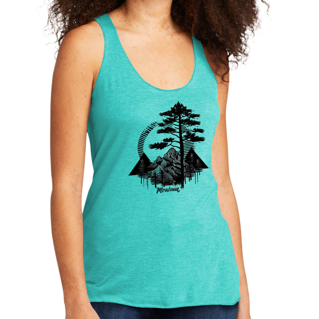 Modern Ponderosa - Tri-blend Racerback Tank / Tahiti Blue