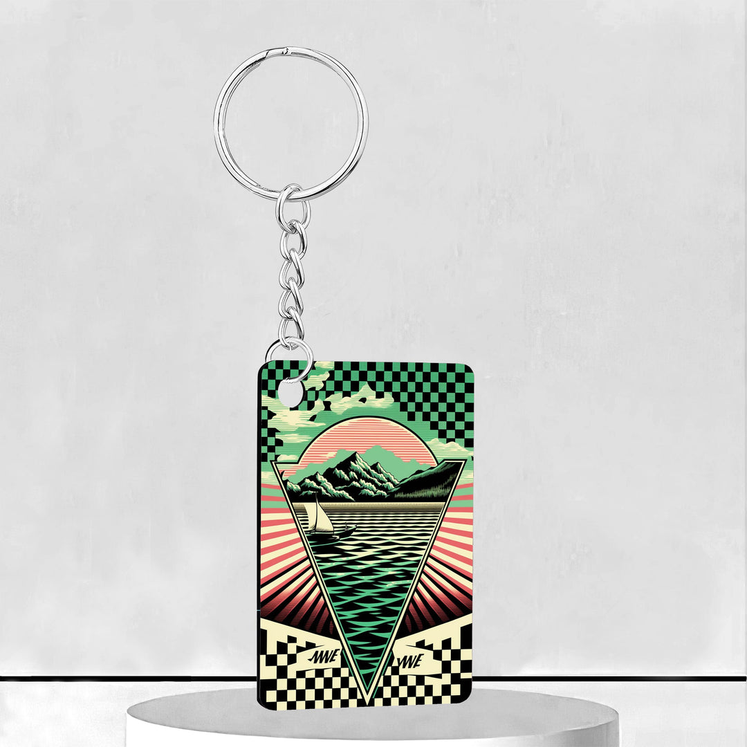 Lake Sailing Rectangle Keychain