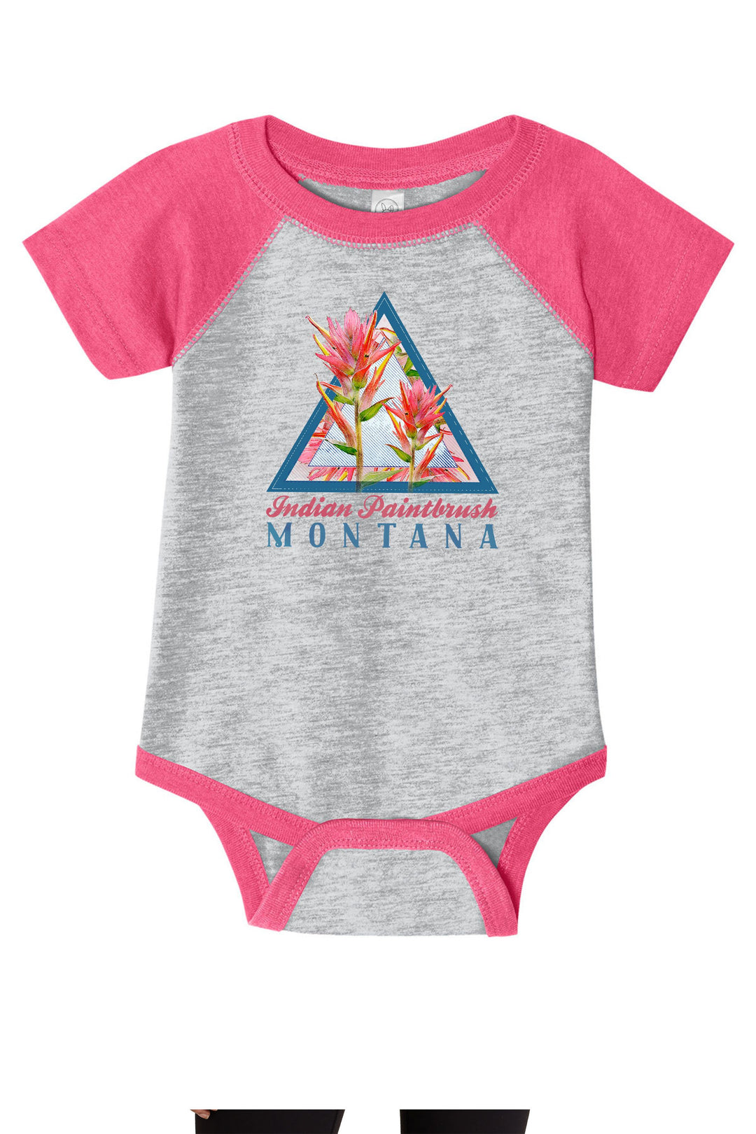 Heather Grey & Vintage Hot Pink Indian Paintbrush Infant Jersey Bodysuit