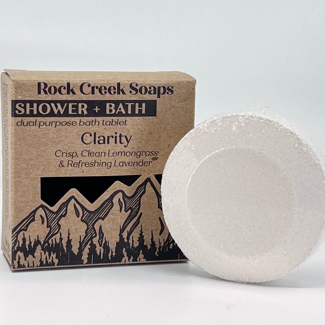 Clarity Shower Steamer - Crisp, Clean Lemongrass & Refreshing Lavender - handcrafted bath and shower steamer made in Montana by Rock Creak Soaps