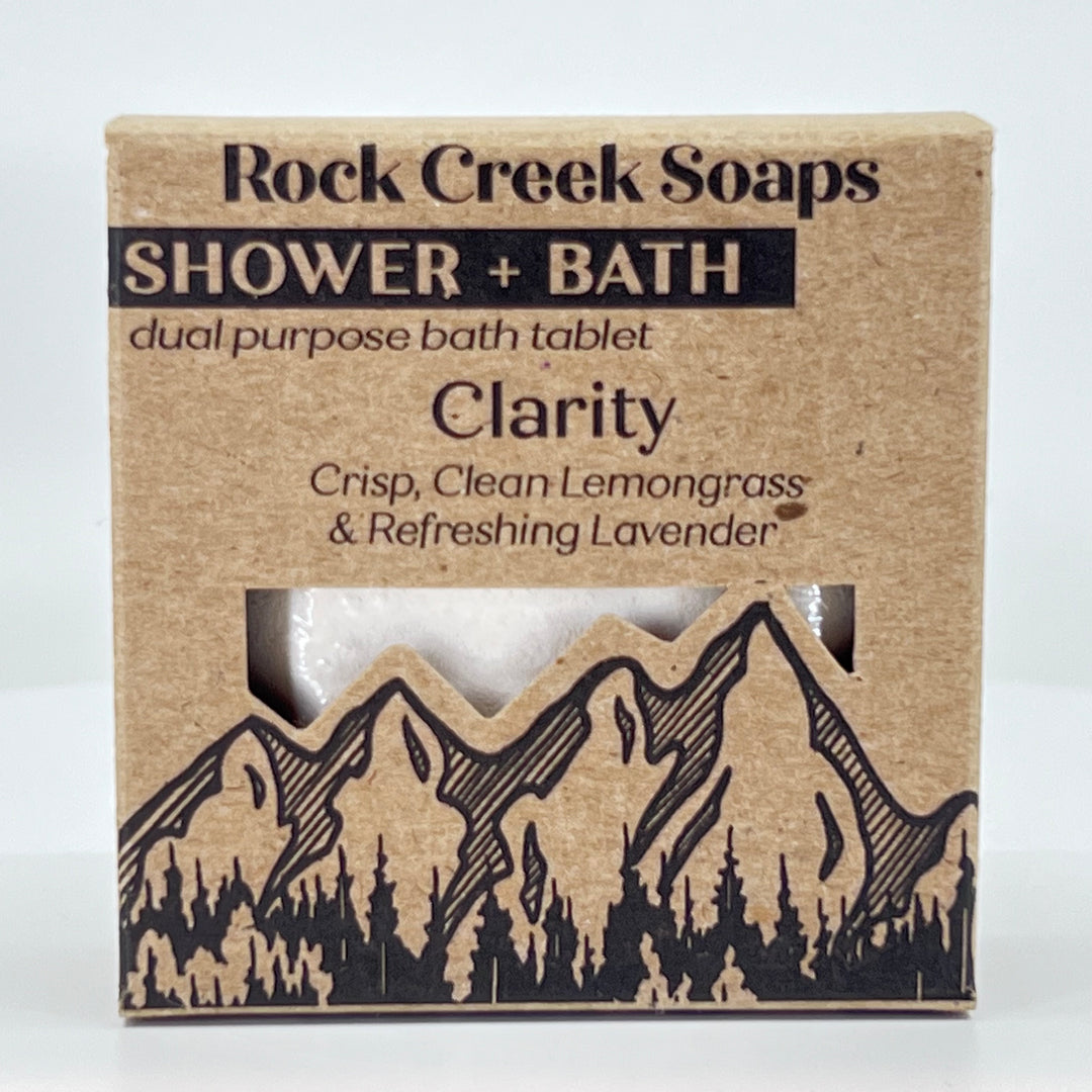 Clarity Shower Steamer - Crisp, Clean Lemongrass & Refreshing Lavender - handcrafted bath and shower steamer made in Montana by Rock Creak Soaps