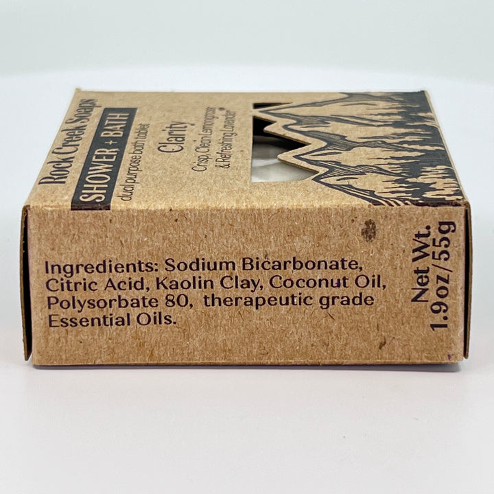 Clarity Shower Steamer - Crisp, Clean Lemongrass & Refreshing Lavender - handcrafted bath and shower steamer made in Montana by Rock Creak Soaps