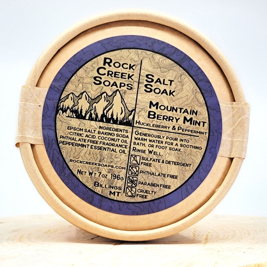 Mountain Berry Mint Salt Soak - Huckleberry & Peppermint - handcrafted salt soak made in Montana by Rock Creek Soaps