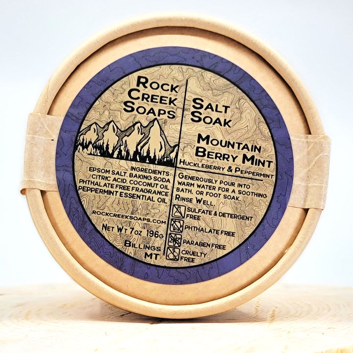 Mountain Berry Mint Salt Soak - Huckleberry & Peppermint - handcrafted salt soak made in Montana by Rock Creek Soaps
