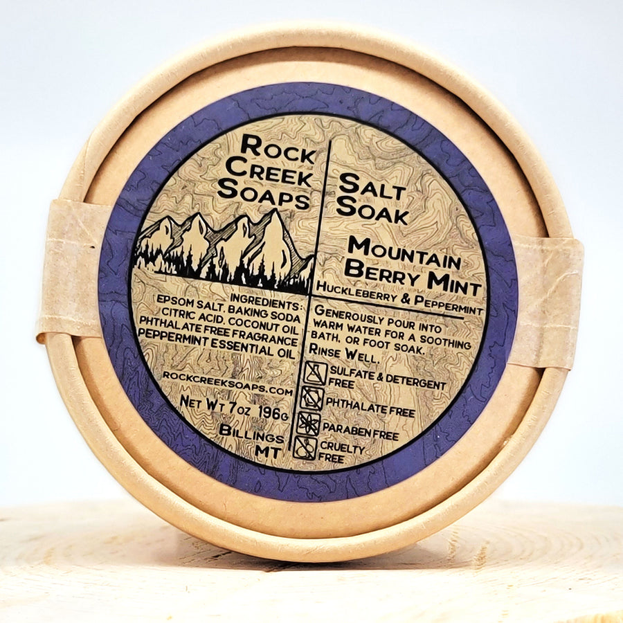 Mountain Berry Mint Salt Soak - Huckleberry & Peppermint - handcrafted salt soak made in Montana by Rock Creek Soaps
