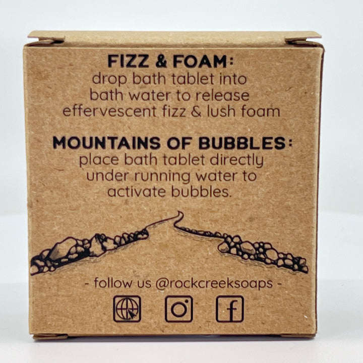 Paradise Valley Bath Bomb & Bubbles - Oakmoss, Amber, Lavender, Warm Peach, and Tonka Beans - handcrafted bath bomb made in Montana by Rock Creek Soaps