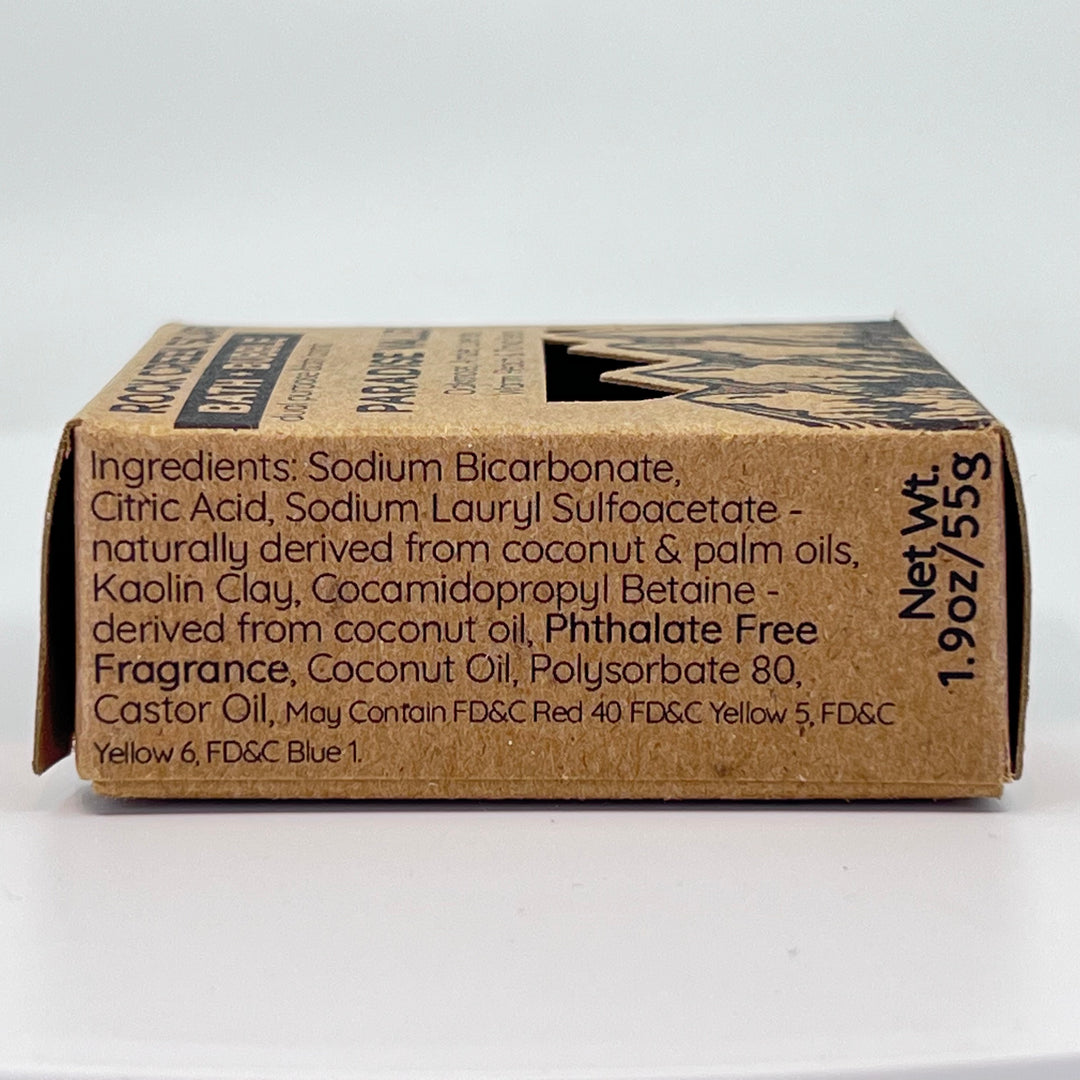 Paradise Valley Bath Bomb & Bubbles - Oakmoss, Amber, Lavender, Warm Peach, and Tonka Beans - handcrafted bath bomb made in Montana by Rock Creek Soaps