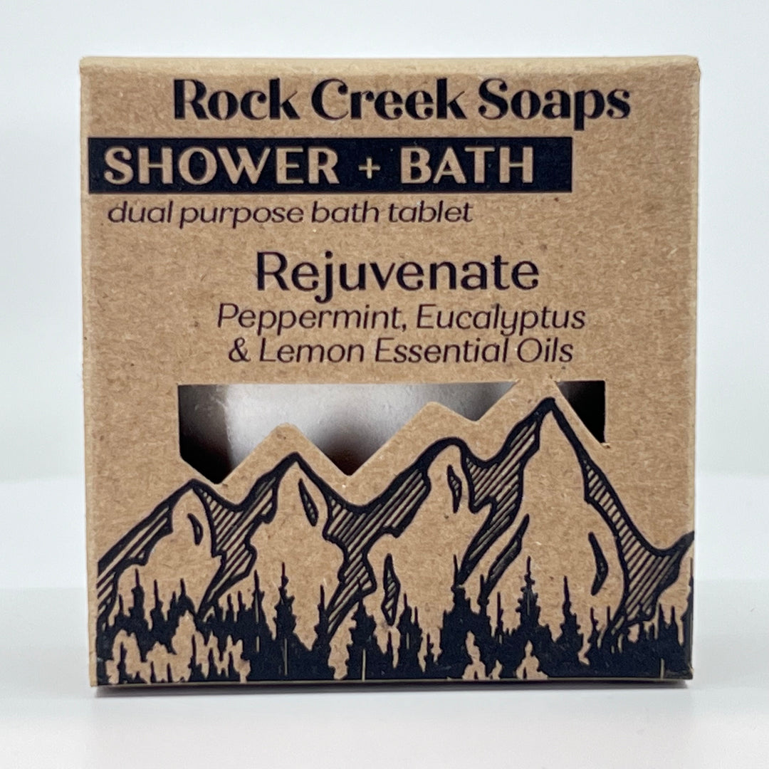 Rejuvenate Shower Steamer - Peppermint, Eucalyptus & Lemon - handcrafted bath and shower steamer made in Montana by Rock Creak Soaps