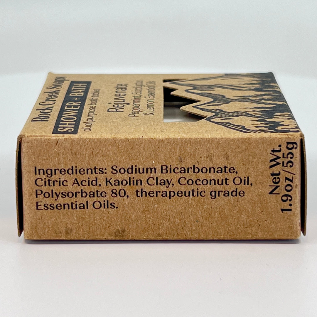 Rejuvenate Shower Steamer - Peppermint, Eucalyptus & Lemon - handcrafted bath and shower steamer made in Montana by Rock Creak Soaps