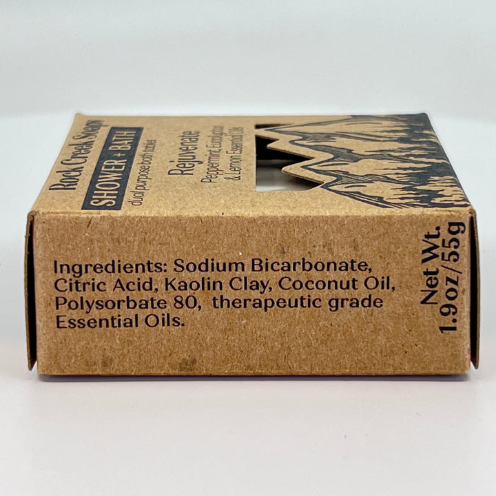 Rejuvenate Shower Steamer - Peppermint, Eucalyptus & Lemon - handcrafted bath and shower steamer made in Montana by Rock Creak Soaps