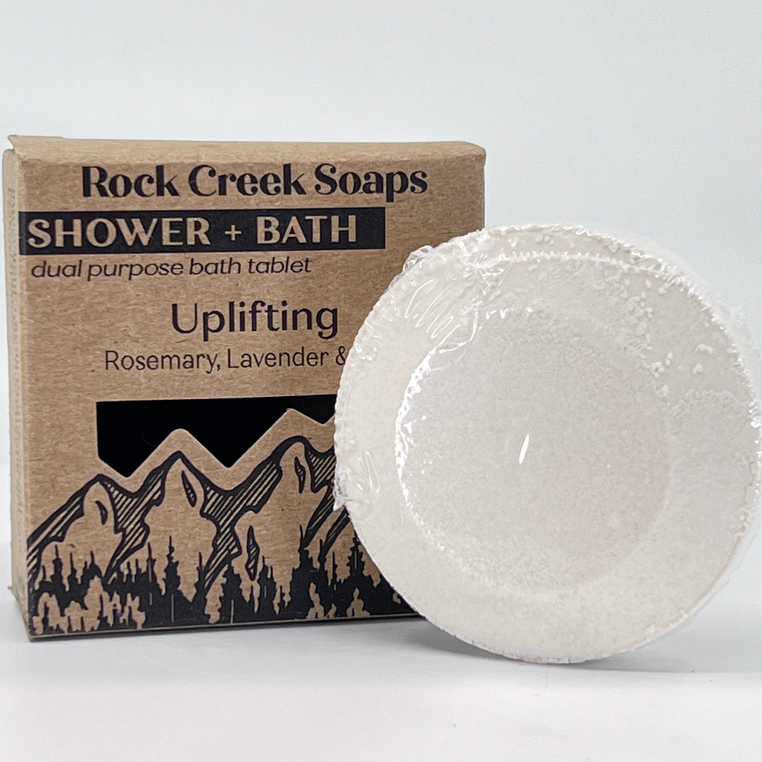 Uplifting Shower & Bath Steamer - Rosemary, Lavender & Lime - handcrafted bath and shower steamer made in Montana by Rock Creak Soaps