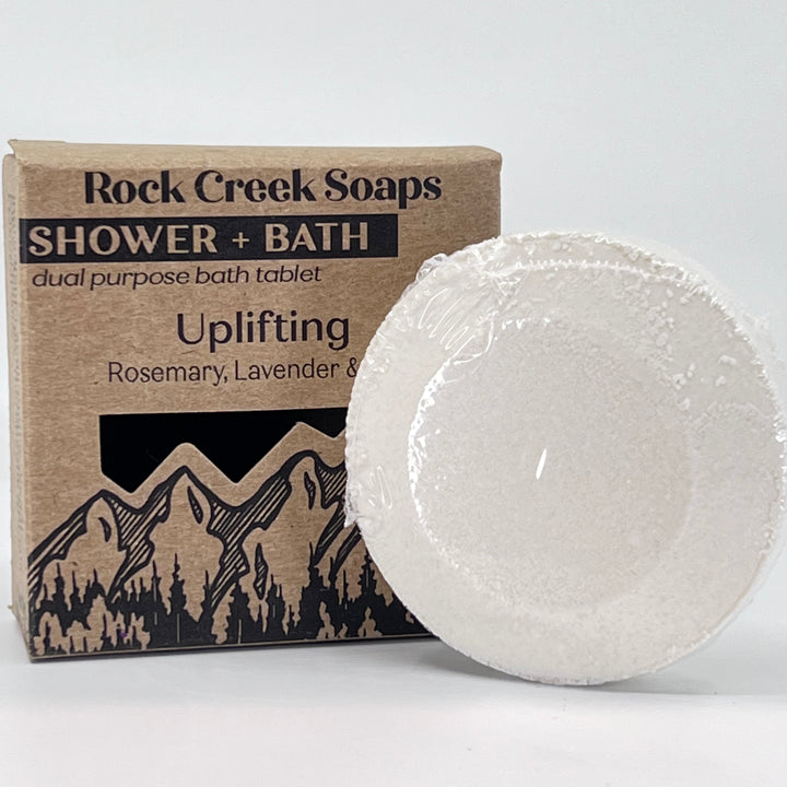 Uplifting Shower & Bath Steamer - Rosemary, Lavender & Lime - handcrafted bath and shower steamer made in Montana by Rock Creak Soaps