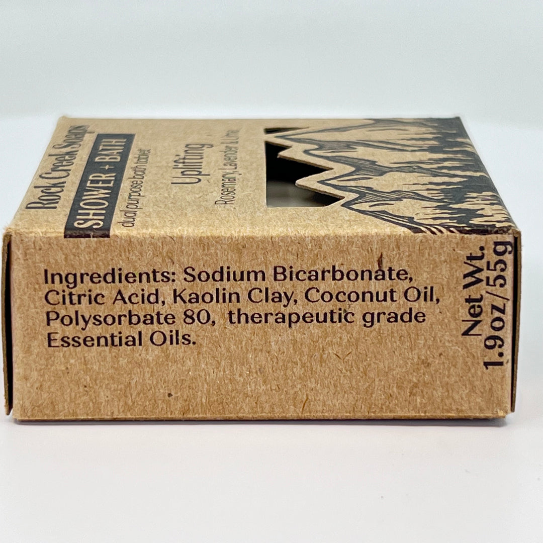 Uplifting Shower & Bath Steamer - Rosemary, Lavender & Lime - handcrafted bath and shower steamer made in Montana by Rock Creak Soaps