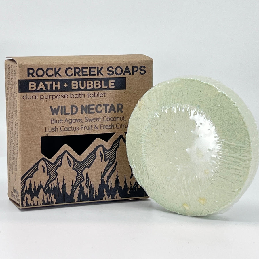 Wild Nectar Bath Bomb & Bubbles - Blue Agave, Sweet Coconut, Lush Cactus Fruit & Fresh Citrus - handcrafted bath bomb made in Montana by Rock Creek Soaps