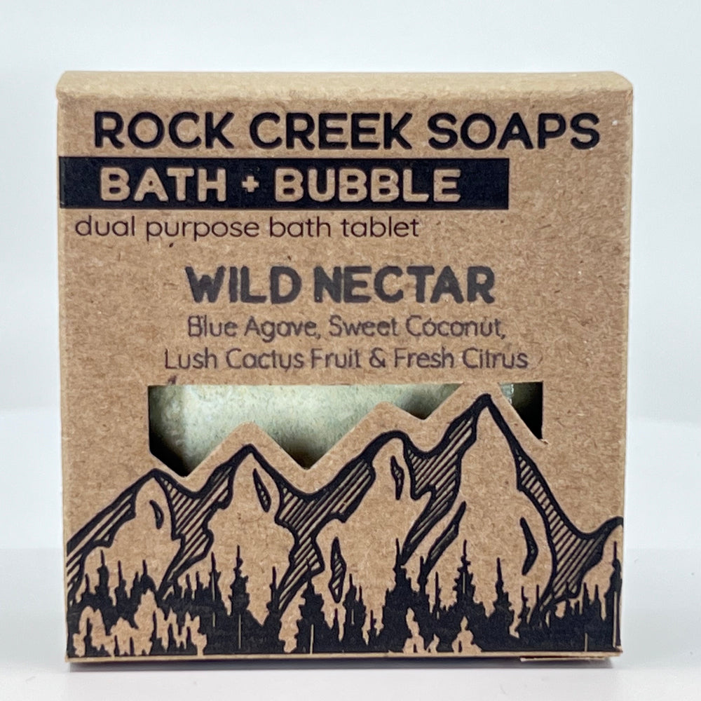 Wild Nectar Bath Bomb & Bubbles - Blue Agave, Sweet Coconut, Lush Cactus Fruit & Fresh Citrus - handcrafted bath bomb made in Montana by Rock Creek Soaps