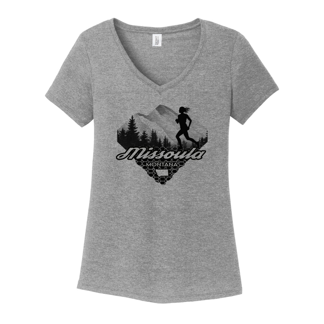 Missoula Running Woman Triblend V-Neck Tee