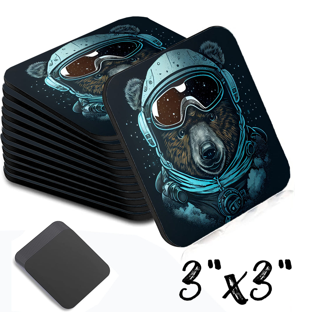 Space Bear Square Magnet 3 Inch