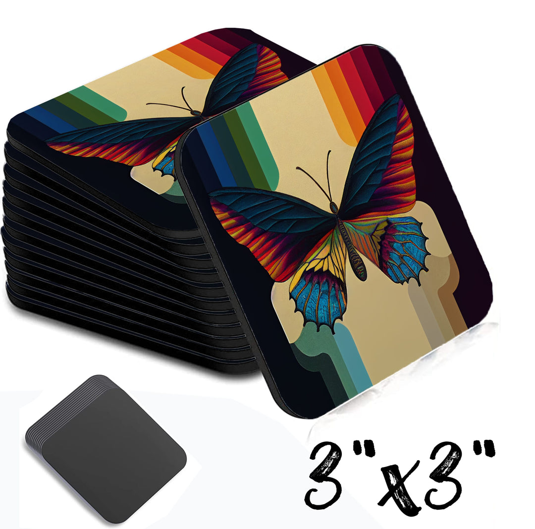 Rainbow Butterfly Square Magnet 3 Inch