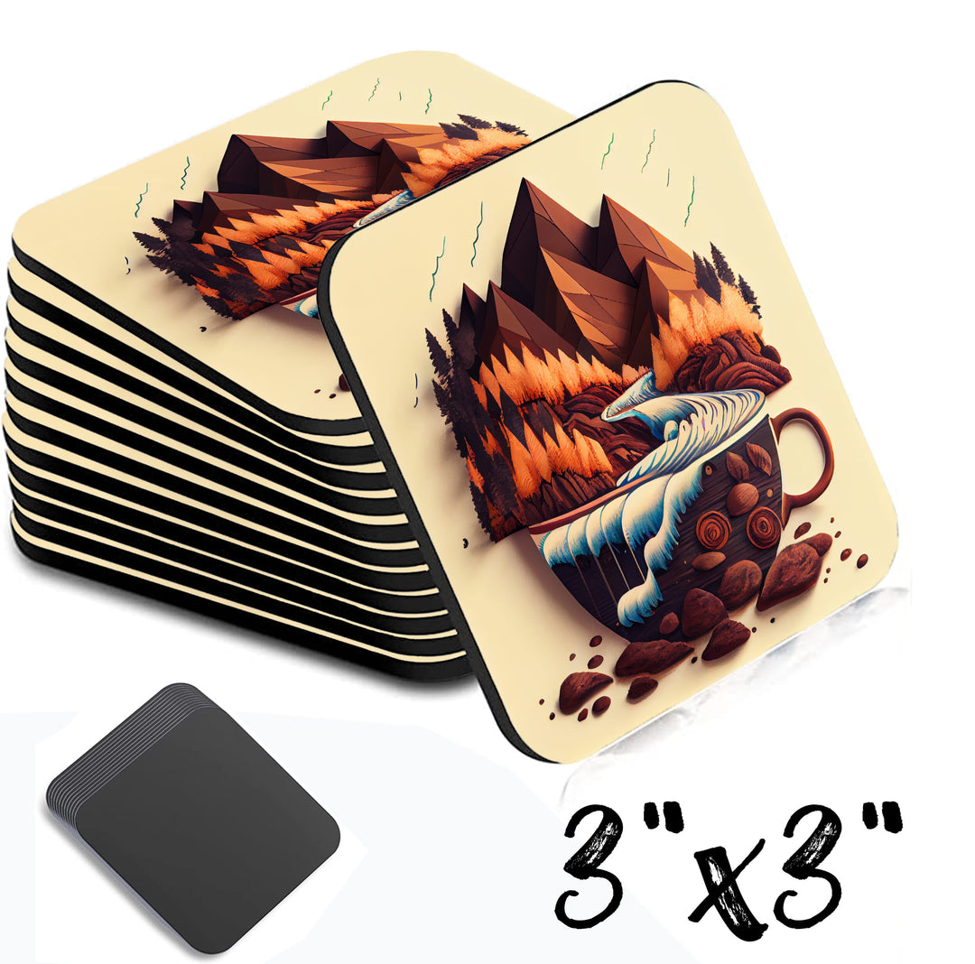 Cup of Mountains Square Magnet 3 Inch