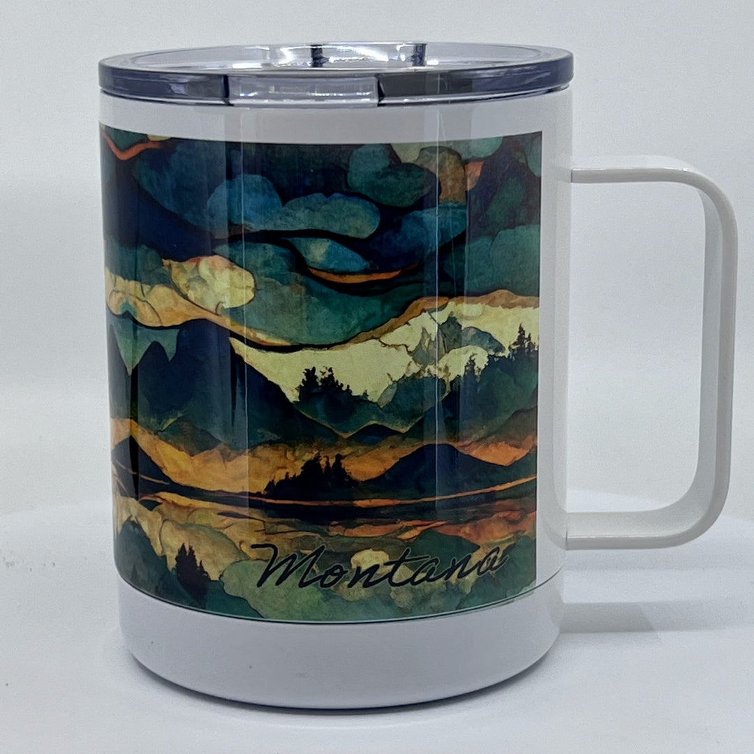 Stained Glass Lake 10 oz Stainless Coffee Mug