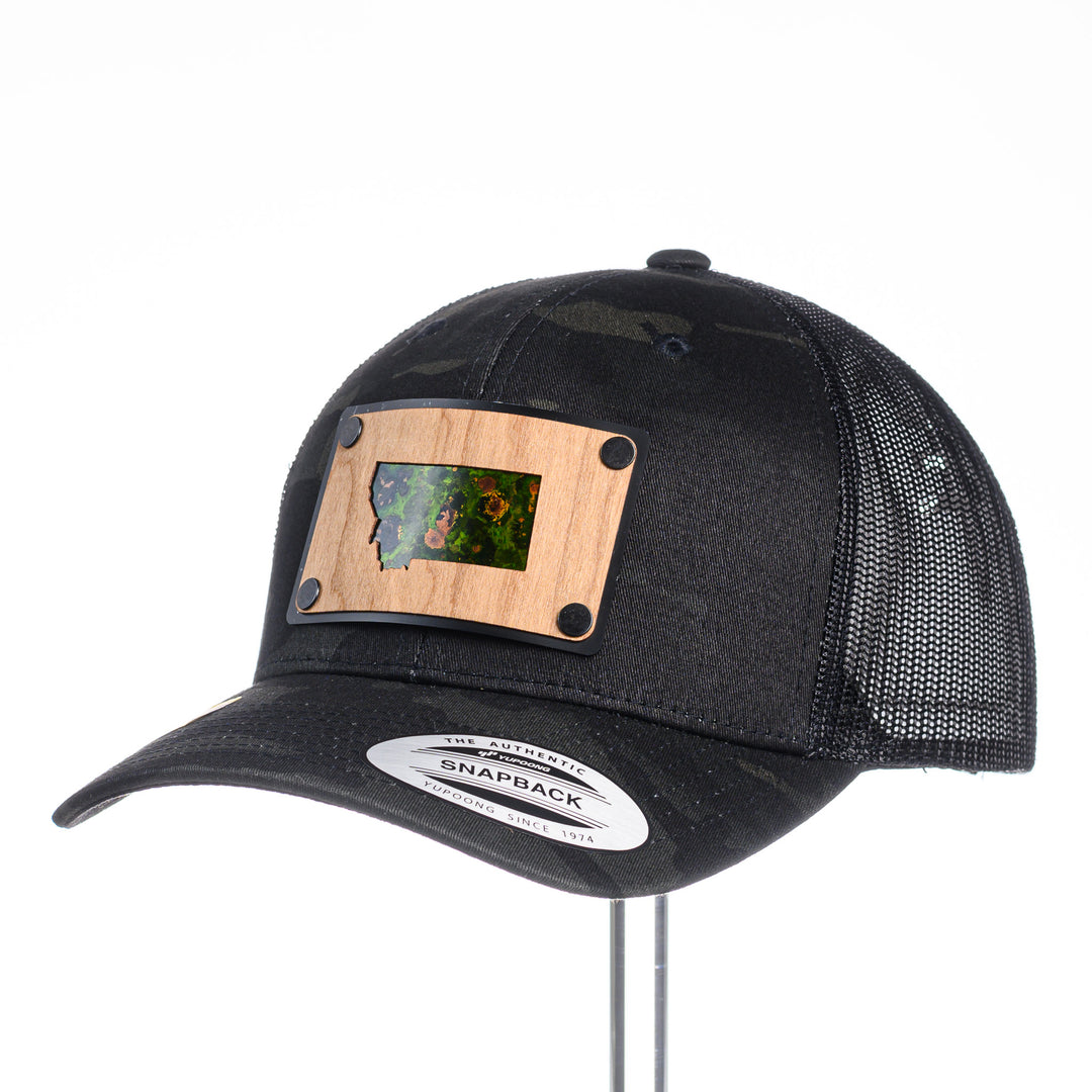 Cherry Wood & Copper Montana Black Camo Trucker Hat