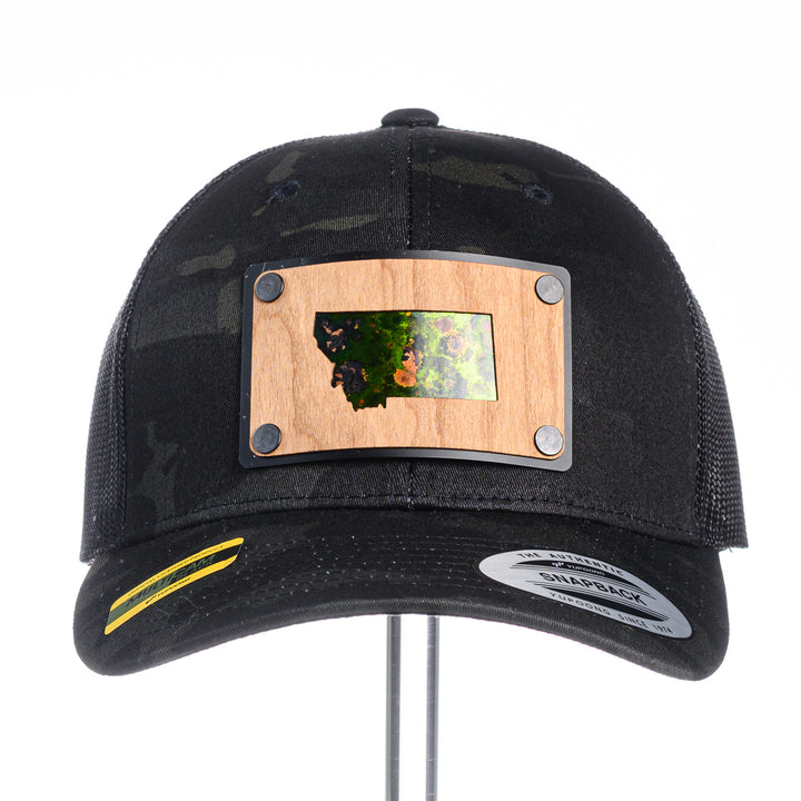 Cherry Wood & Copper Montana Black Camo Trucker Hat