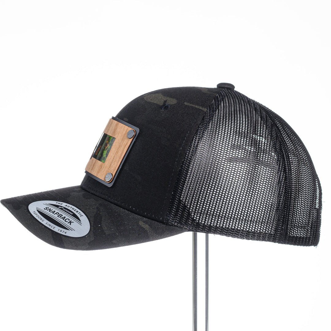 Cherry Wood & Copper Montana Black Camo Trucker Hat