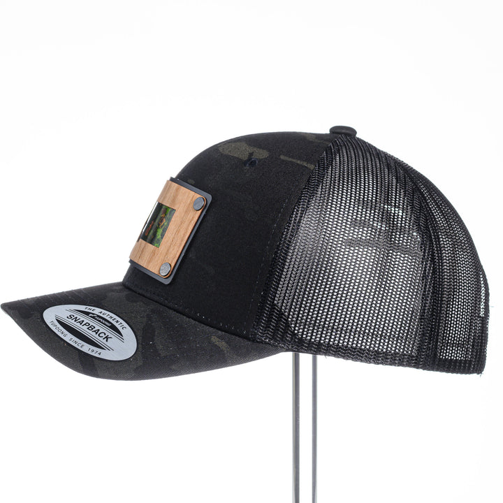 Cherry Wood & Copper Montana Black Camo Trucker Hat