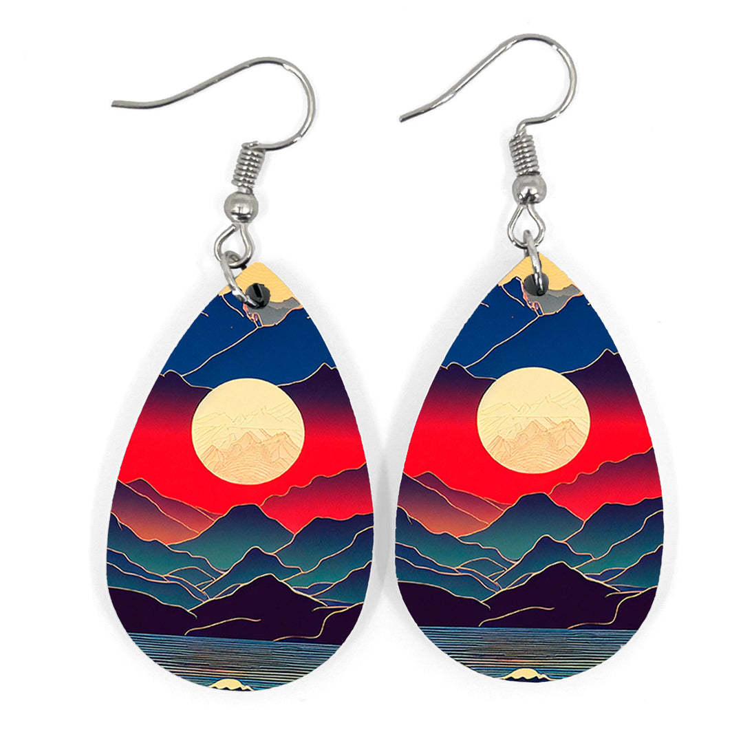 Abstract Sunrise Teardrop Earring