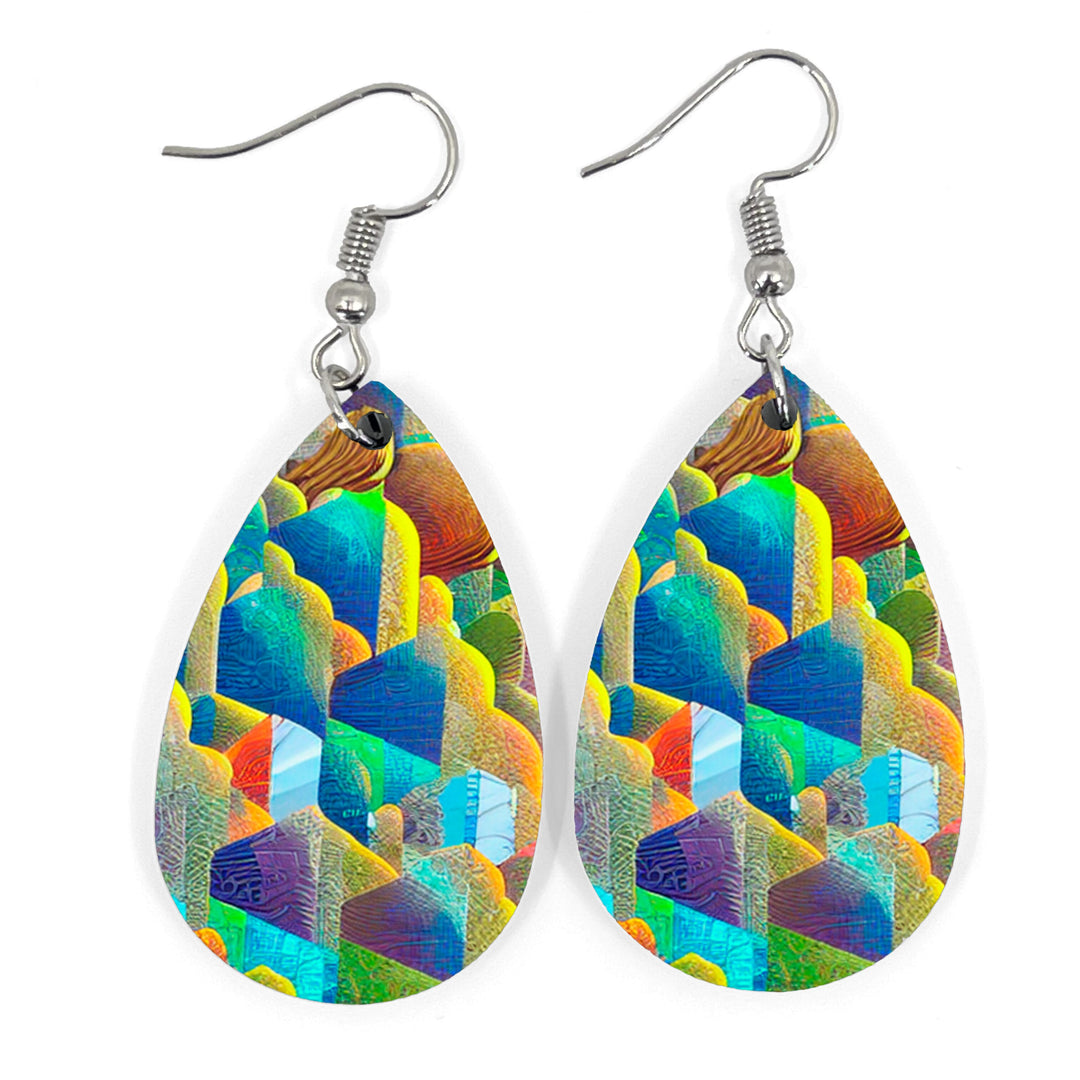 Abstract Clouds Teardrop Earring