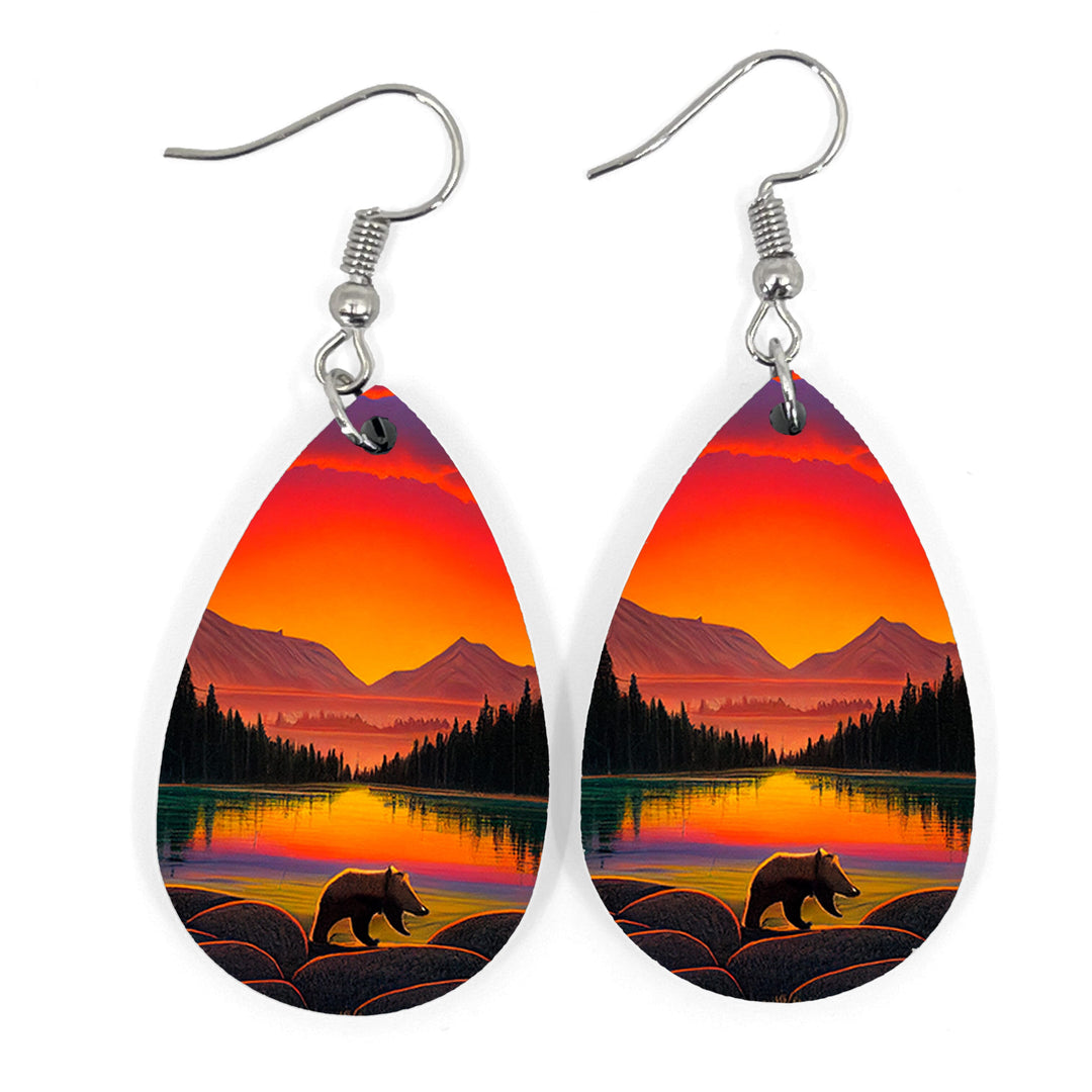 Placid Sunset Bear Teardrop Earring