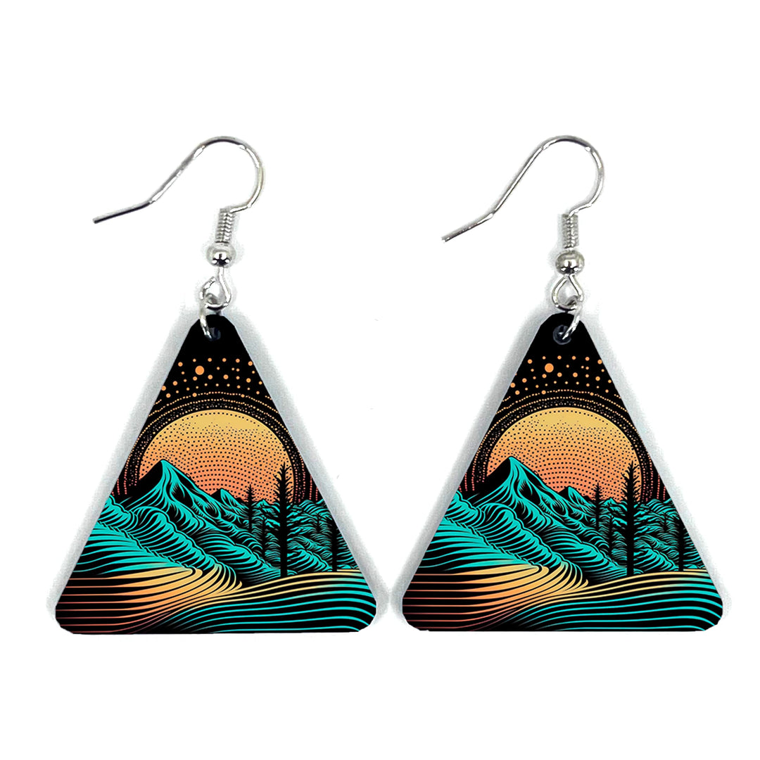 Sunrise Mountain Halftone Triangle Earring