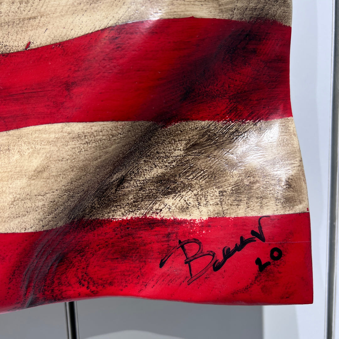 Hand carved solid oak American Flag--original art made in Montana, USA by White Dog Wood Shop