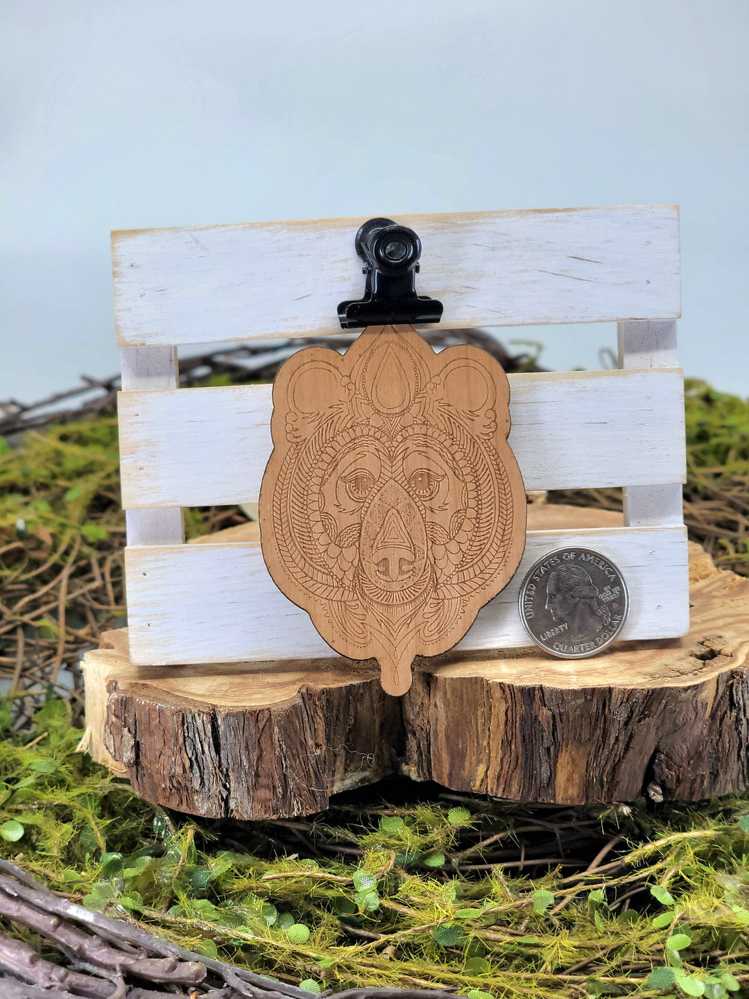 Zen Doodle Bear Wood Sticker