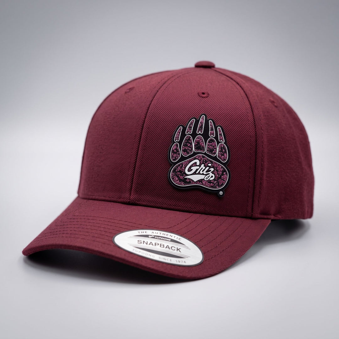 Distressed Griz Paw Leatherette Patch - Premium Snapback Cap