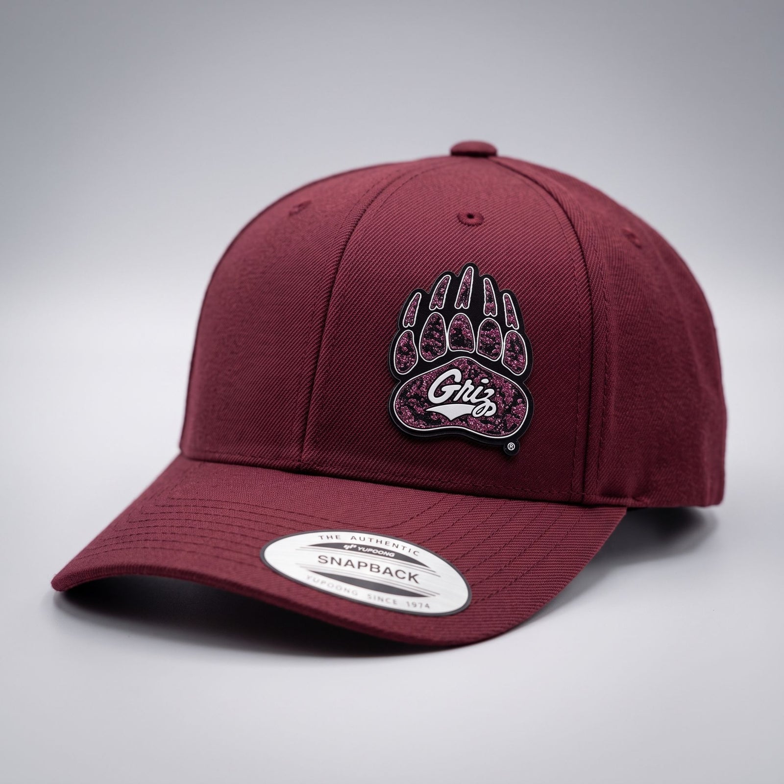 Distressed Griz Paw Leatherette Patch - Premium Snapback Cap