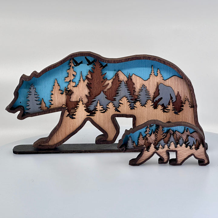 Bear 3D Layered Wood Art - 5” Wide - Mini