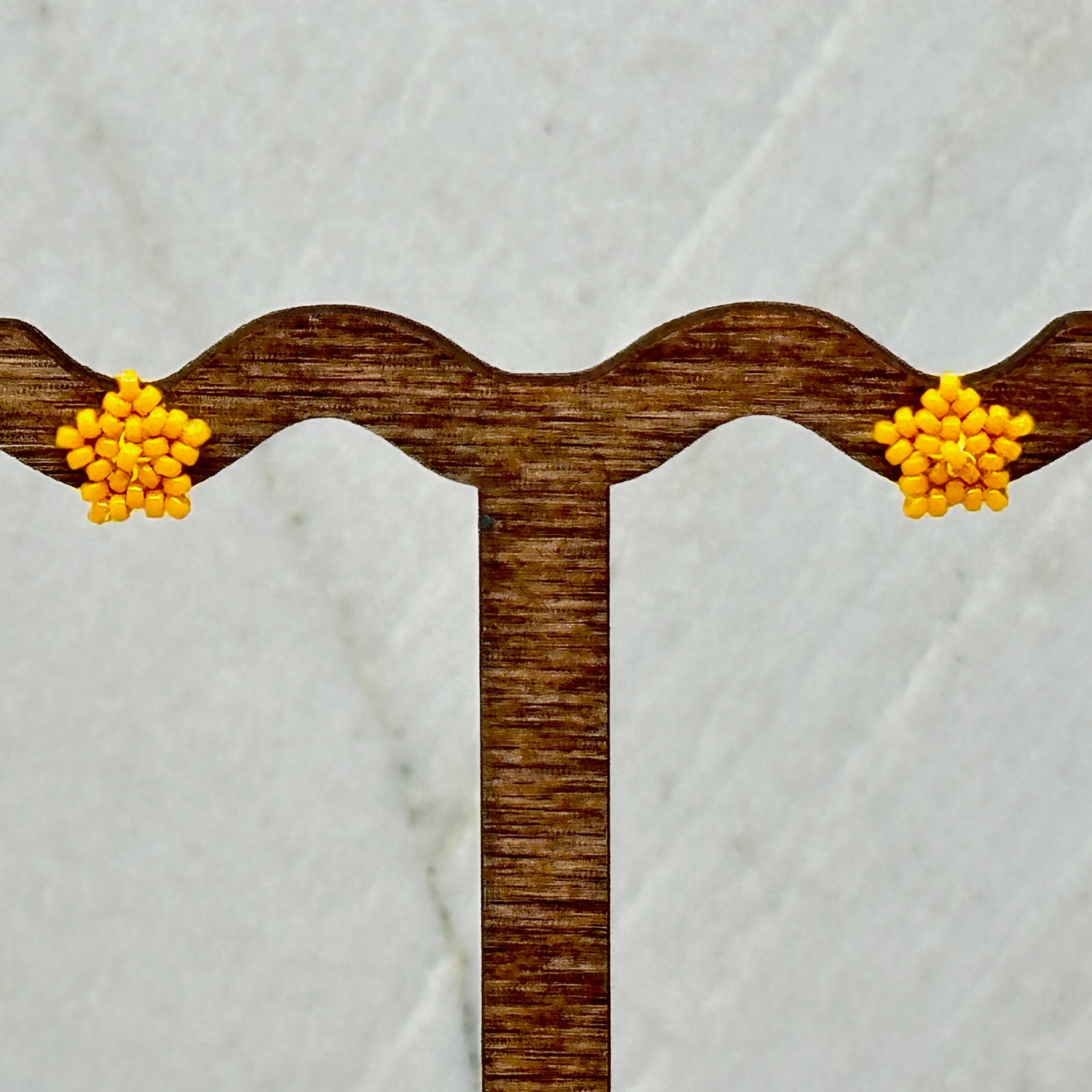 Pair of Star Beaded Earrings with Stainless Steel Studs, handmade in Montana USA by Aurum Shimmer (yellow)