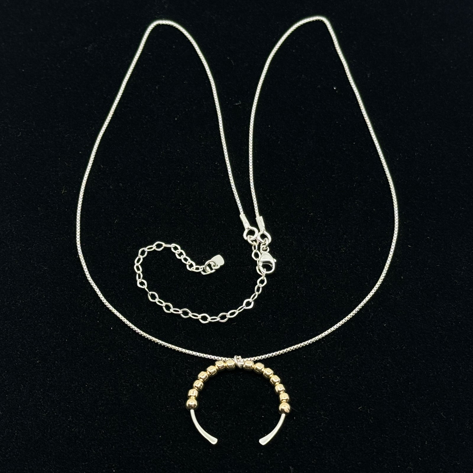 Bijou by Sam's Adjustable Sterling Silver Necklace with Gold Pendant, fine jewelry made in Montana