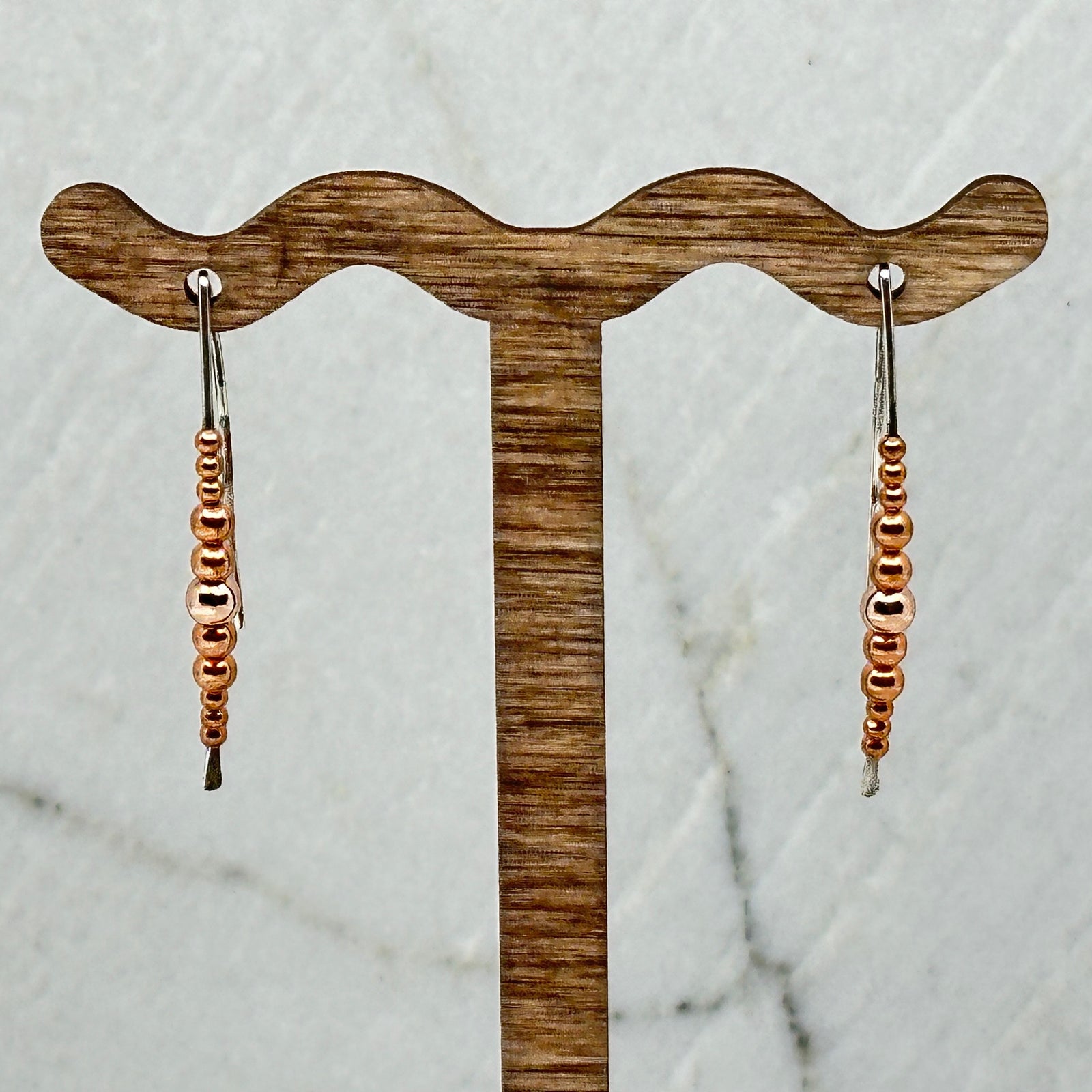 Pair of Bijou by Sam's Silver and Copper Threader Minimalist Earrings, fine jewelry made in Montana
